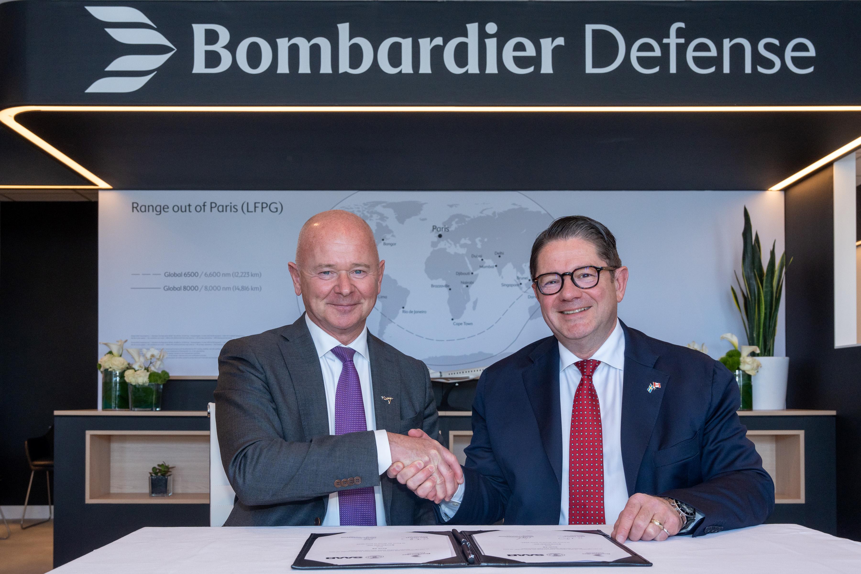 Eric Martel, President and CEO of Bombardier, and Micael Johansson, President and CEO of Saab, at the Paris Air Show 2025