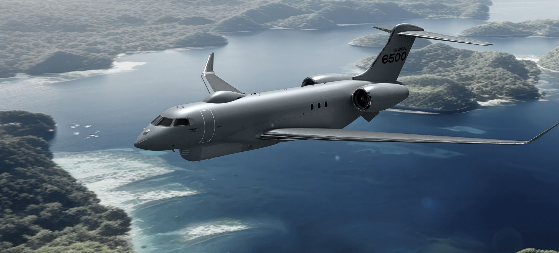 L'avion Global 6500 de Bombardier en vole